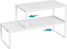 SONGMICS Spice Racks, Set of 2 Expandable Kitchen Countertop Shelves, Small Cupb