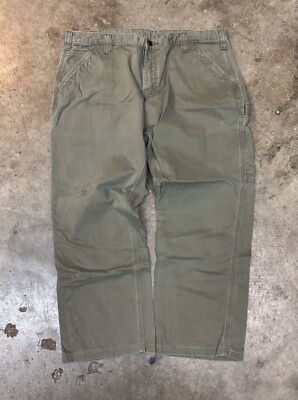Vintage Carhartt Pants Mens 40 B324 Duck Canvas Green Carpenter Baggy Fit