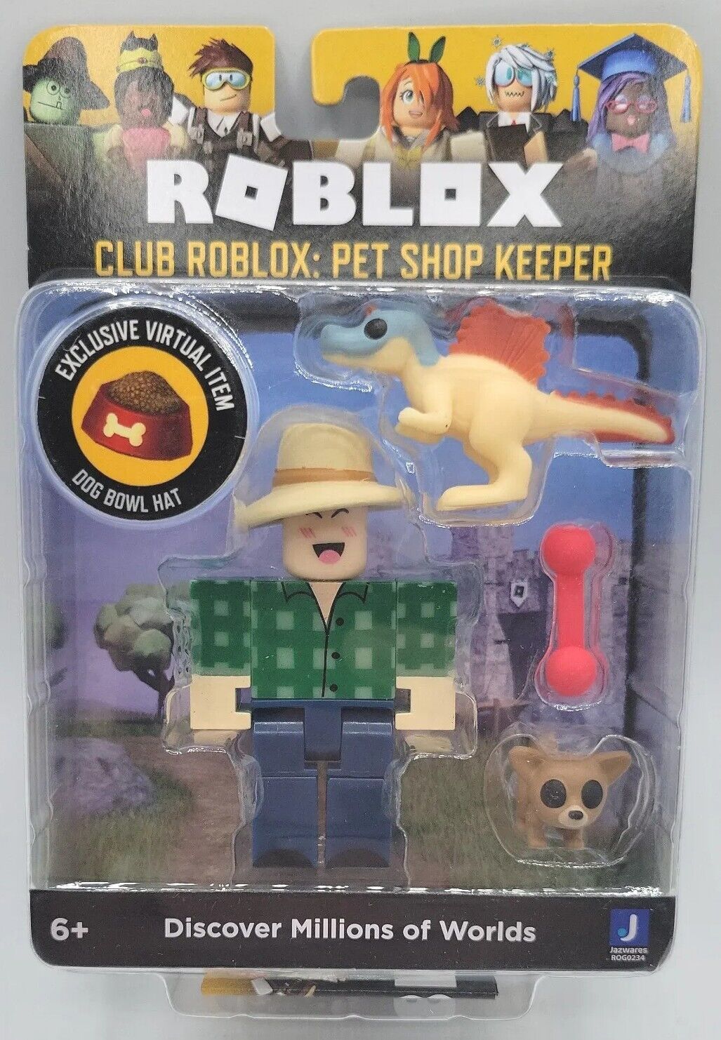 ROBLOX Action Figure Collection CLUB ROBLOX PET SHOP KEEPER Dog Bowl Hat