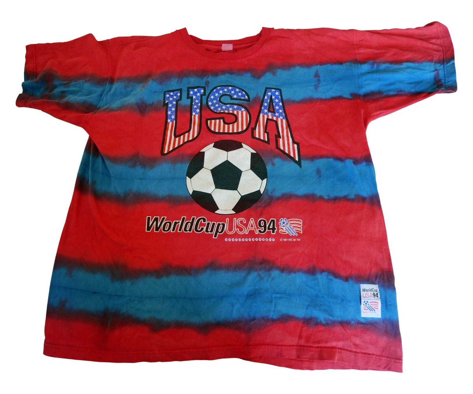 Vintage World Cup Football Soccer TieDye TShirt L Gem