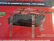 Parrilla de carbón independiente portátil de 12 pulgadas para patio trasero con briquetas de carbón