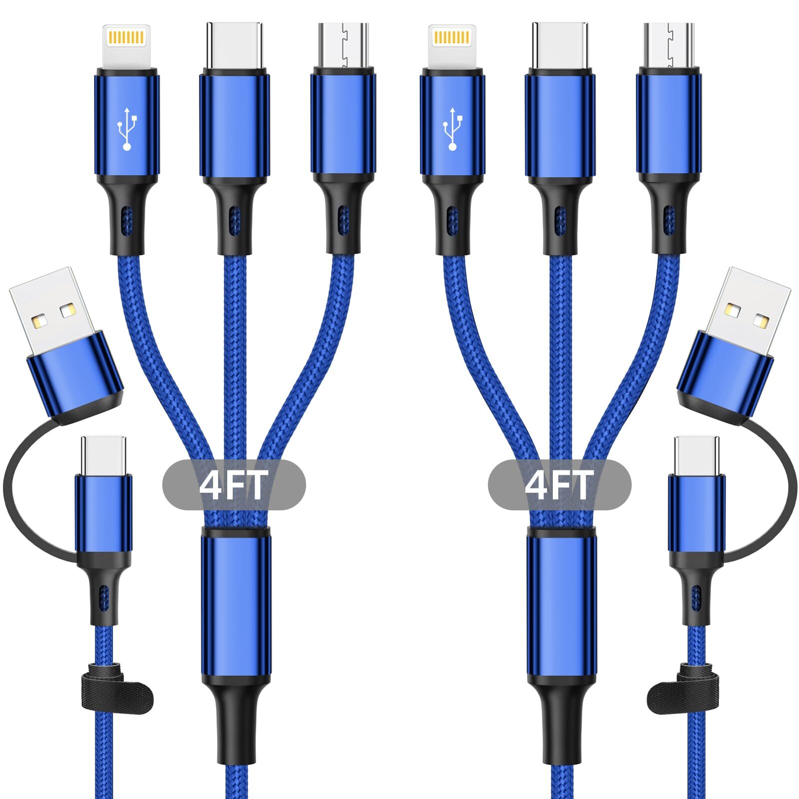 HanCenDa Multi Charging Cable 2Pack 6 in 1 USB C Multi Charger Cable Nylon Br...