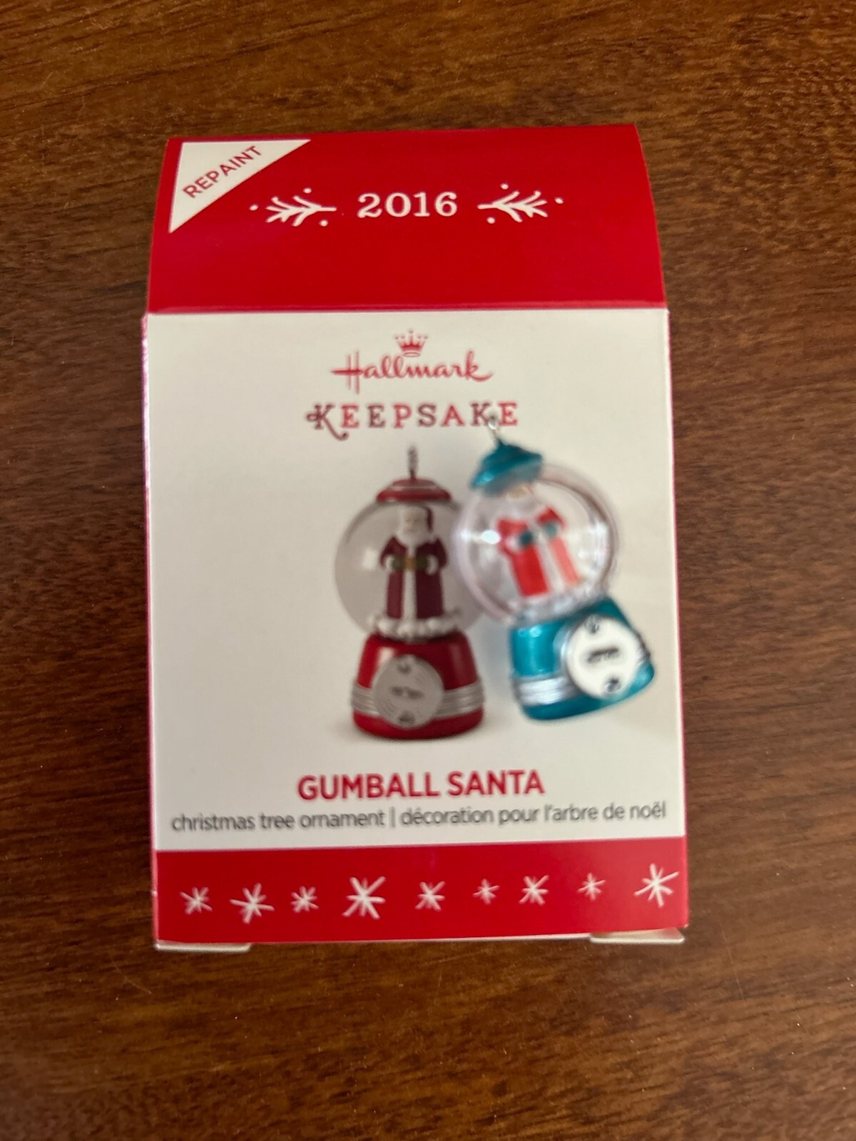 HALLMARK 2016 GUMBALL SANTA REPAINT MINIATURE ORNAMENT
