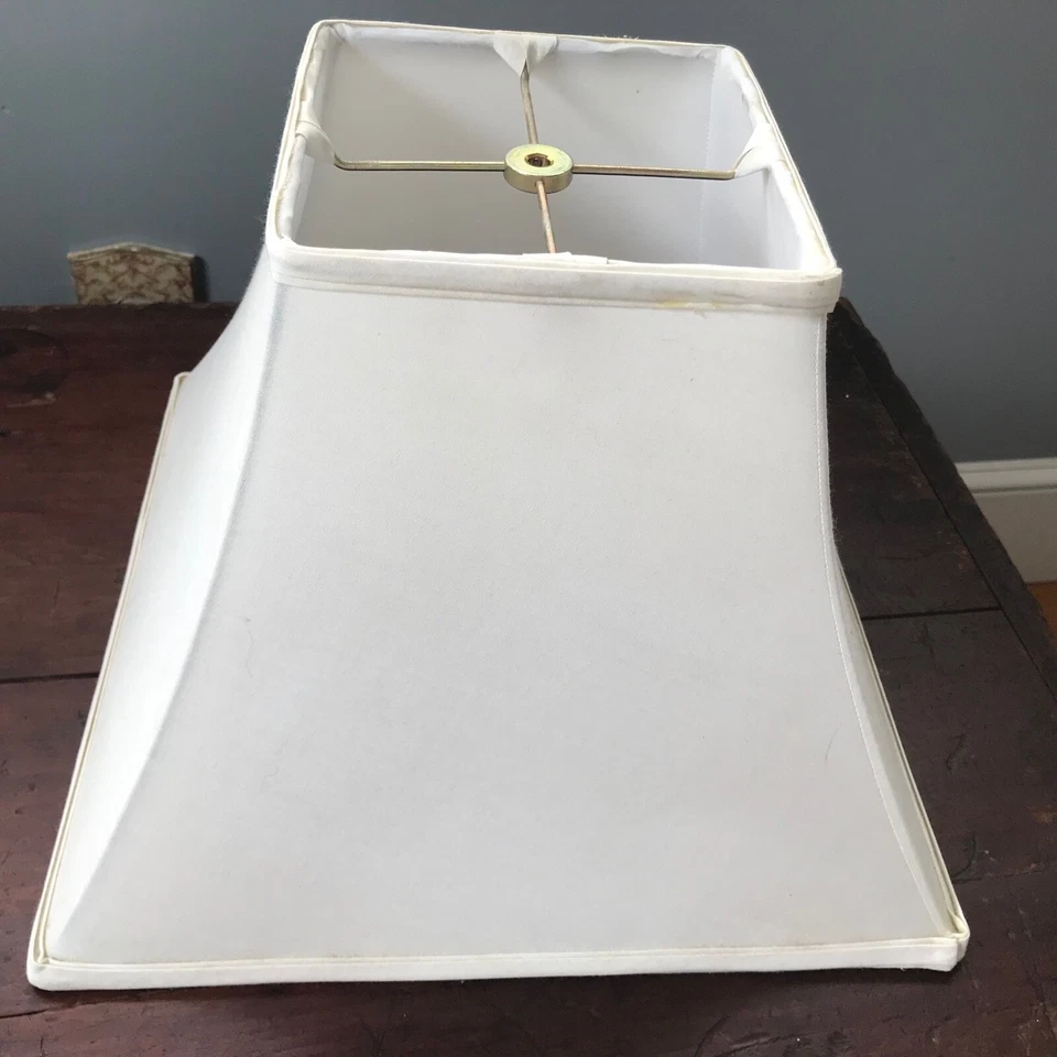 Lámpara de tela grande elegante estilo vintage pantalla de tela blanca 10" Foto 2 de 4