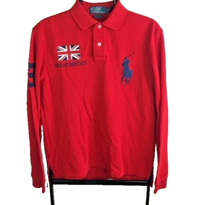 Ralph Lauren Great Britain 3 Long Sleeve Red Polo Shirt M Custom