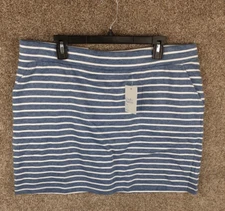 Croft & Barrow Skort Women's XXL Extra Soft Knit Blue White Stripe Pockets NWT