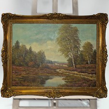 Richard Riemer, Ölgemälde/Leinen „Teich in Heidelandschaft“, sig., ca. 1950/60er