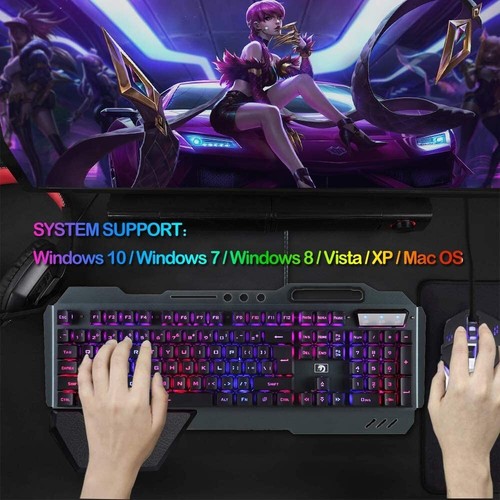 Wired Gaming Keyboard Mouse and Wrist rest Set Metal Panel RGB Floating keycaps - Picture 6 of 17