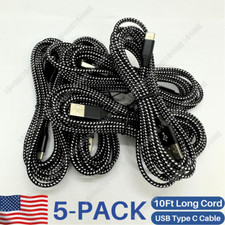 5Pack 10Ft Extra Long USB Type C Cable Lot Fast Charger Braided Cord For Samsung