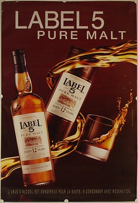 Poster Scotch Whisky LABEL 5 PURE MALT - 120x177 cm Abribus