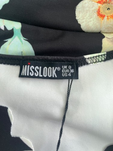 MISSLOOK Dress Size Small 8 Black Floral Tight Bodycon Womens NEW EU36 RRP £29 - Picture 7 of 14