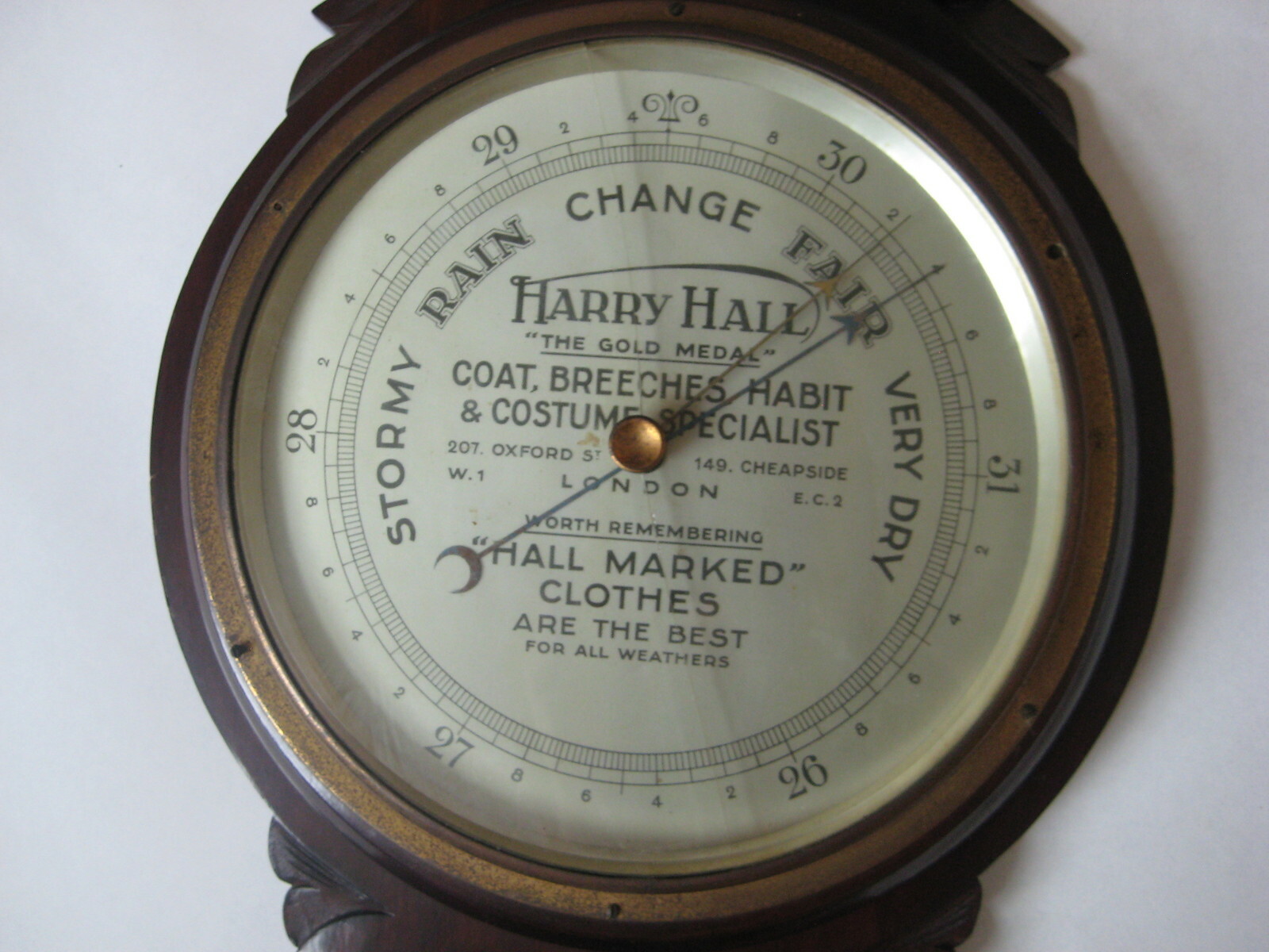 19th c antique Harry Hall tailor shop Oxford St London BAROMETER vtg thermometer eBay