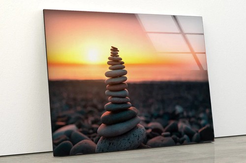 Zen Stones Sunset Sky Tempered Glass Printing Wall Art Australian Made ...