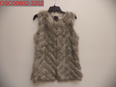 NWOT - Cliche Women's Grey Faux Fur Knit Boho Oversized Vest, Size XS