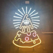 Pizza Eye Melted Cheese Neon Sign Light Lamp Handmade Shop Wall Decor 24"x20"