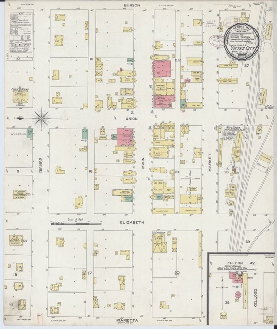 20" x 24" 1899 Map Of Yates City Knox County Illinois Sanborn Fire Insurance eBay