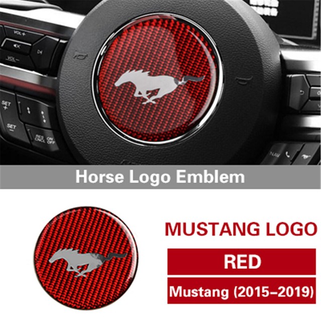 Carbon Fiber Steering Wheel Emblem&Strips Cover Trim for Ford Mustang