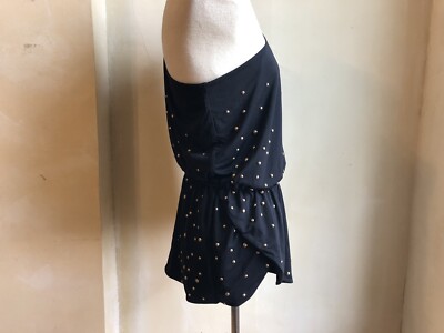 Haut Noir Luxueux Halston Heritage à Une épaule Avec Clous - Taille 12 - Neuf Avec étiquettes