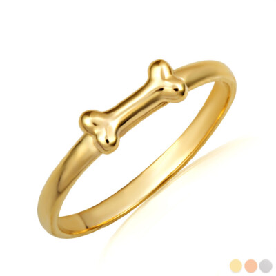 Goldener Haustier-Hundeknochenring (erhältlich in Gelb-/Rosé-/Weißgold)
