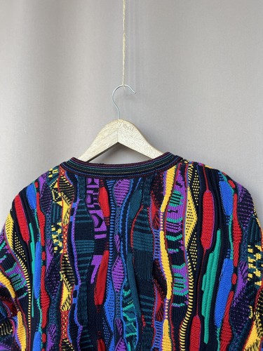 Emaroo 3D Knit Wool Sweater Mens Size S/M Coogi Style Vintage Multicolor Jumper - Picture 8 of 11