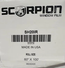 100' x 60" Scorpion Shield Commercial Nano-Ceramic Window Tint Film Roll 20%