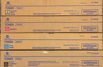 OEM Konica Minolta toner TN319 YMCK for bizhub C360 factory sealed set.