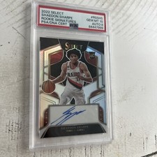 2022 Select Shaedon Sharpe Rookie Signatures Silver Prizm Auto RC PSA 10 Auto 8 