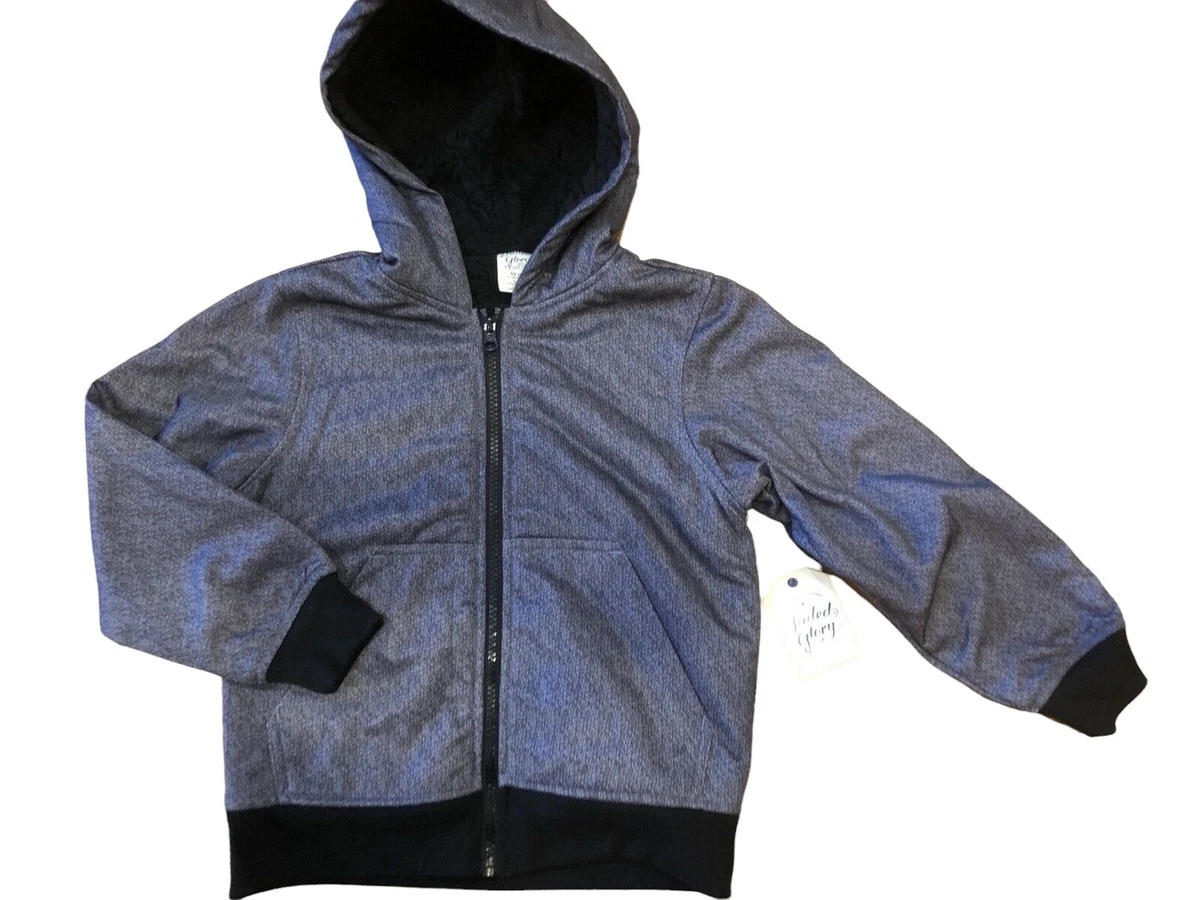 NEW Faded GloryGray Full Zip Sherpa Lined Tech Hoodie Jacket Boys