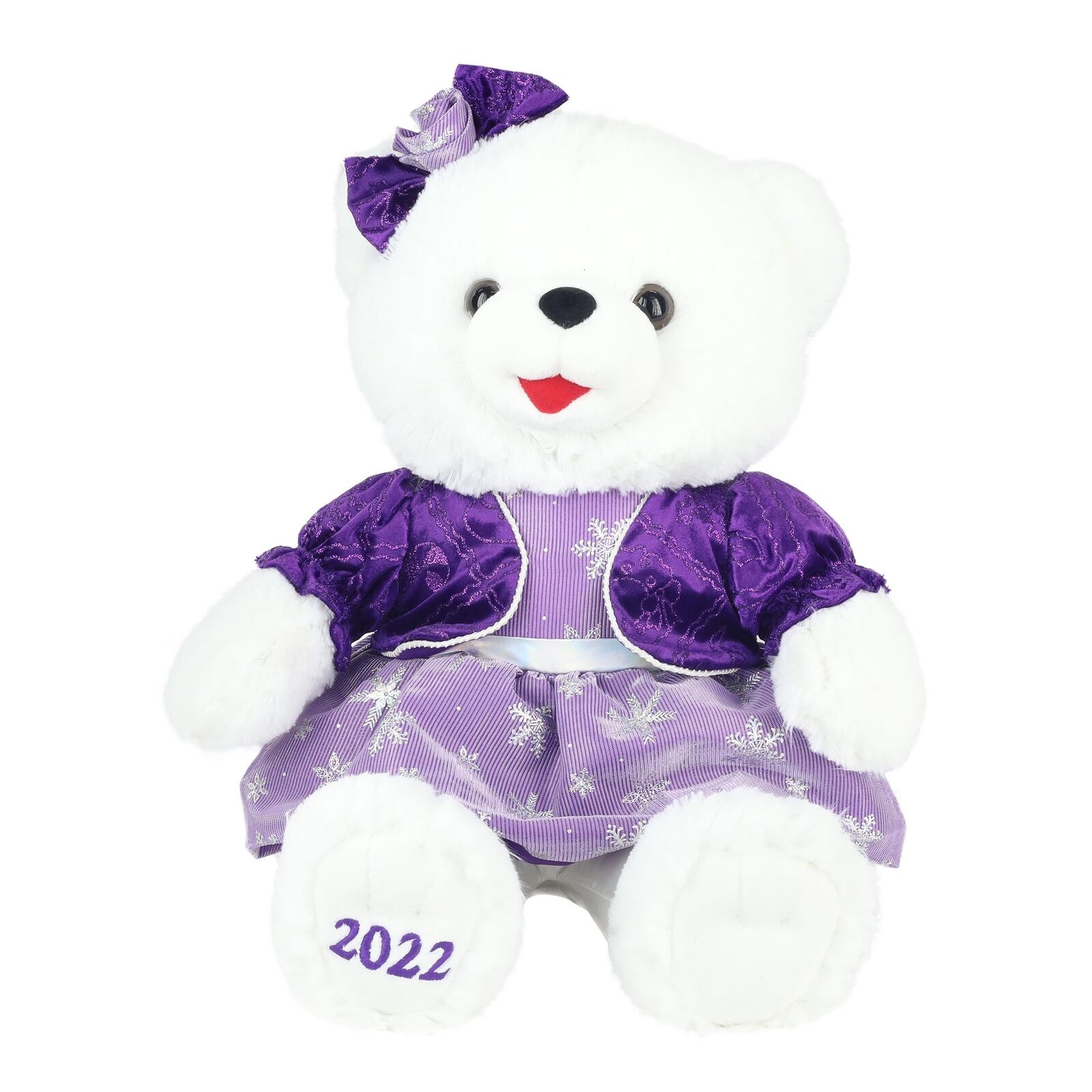 Holiday Time 15 inch Snowflake Teddy Bear 2022, Snowflake Red Dress Girl 