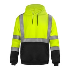 Class 3 High Visibility Sweatshirt for Men,Hooded Pullover,Hi-Vis Safety Hood...