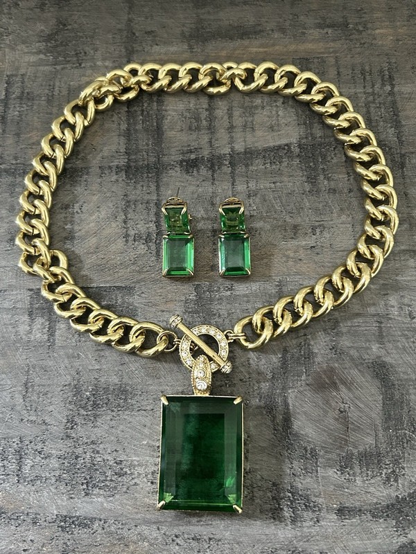 HEIDI DAUS HOT ROCKS SET ERINITE ENHANCER NECKLACE EARRINGS CRYSTAL