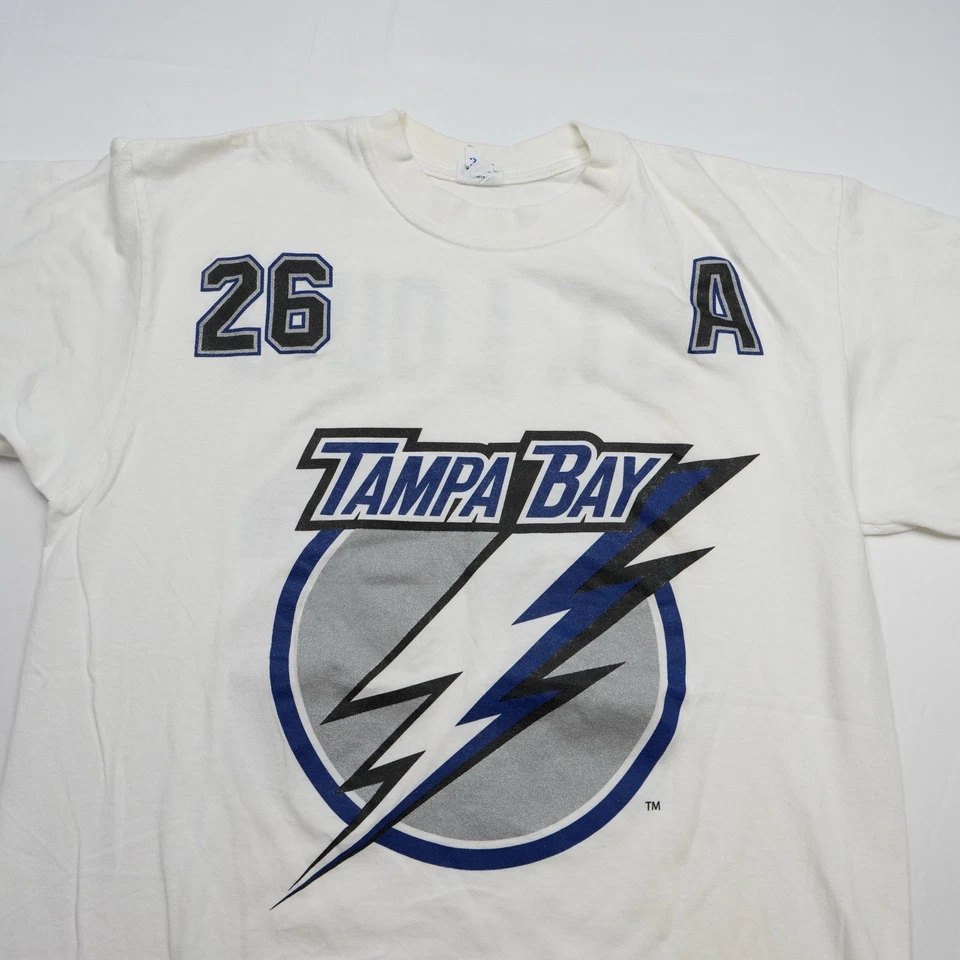 Camiseta de hockey sobre hielo Tampa Bay Lightning Anvil para hombre L blanca 26 Martin St Louis Foto 2 de 4