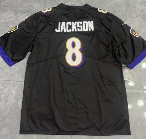Baltimore Ravens Lamar Jackson #8 Black Stitched Mne's Size NWT