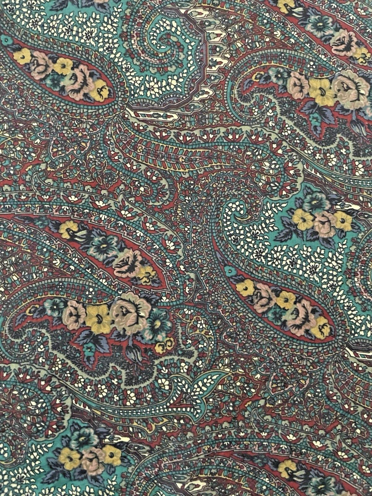 Scarf Silk Rectangular Green Multicolor Paisley U… - image 3