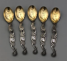 Vintage Whiting div. of Gorham set of 6 Demitasse Spoons, 4", pattern #WDS40