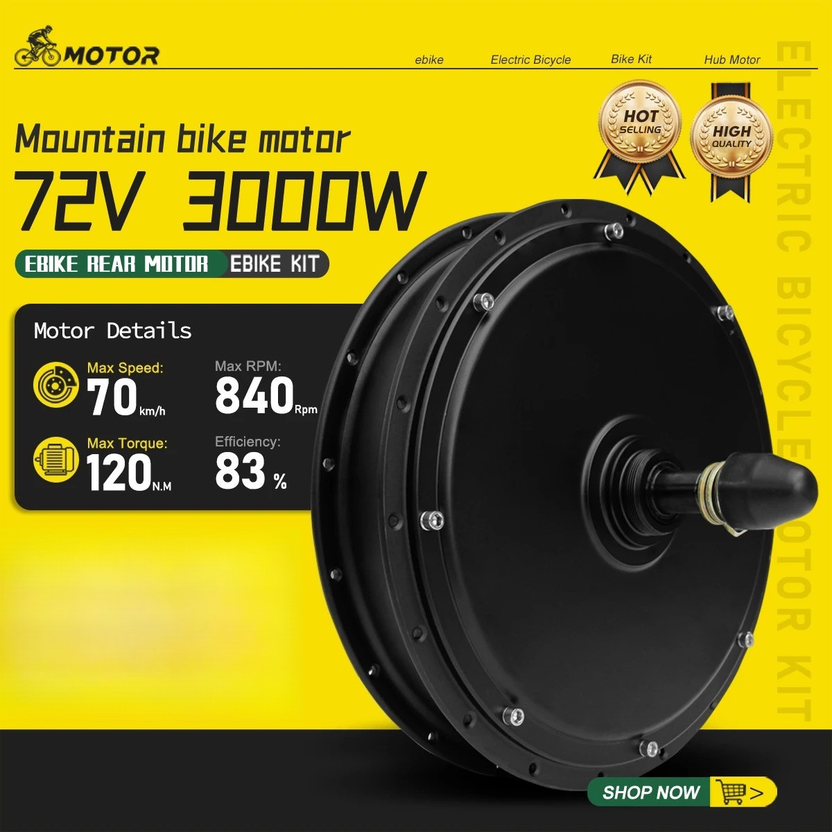 72V 3000W Electric Bicycle Rear Rotate Drive Brushless Non-gear