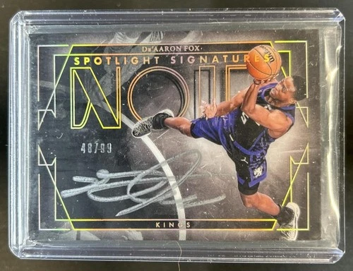 2024-25 Panini Noir De'Aaron Fox Spotlight Signatures Horizontal Auto #/99 Kings