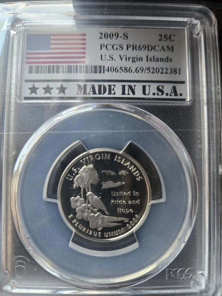 2009-S 25c U.S. Virgin Islands Proof Quarter- PCGS PR69DCAM- Flag Label  - Image 2 of 2