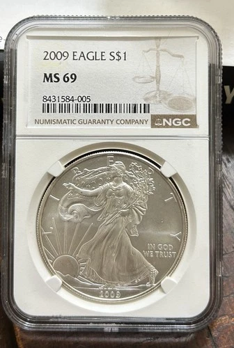 2009 American Silver Eagle NGC MS69 Brown Label