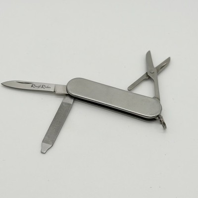 Rough Rider Stainless Steel Keychain Multi-Tool Knife Scissors Nail File Folding