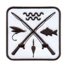 Crossed Fishing Rods - water, bob float, fly, fish Patch/Badge Embroidered