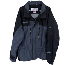 Columbia Titanium Omni Tech Ski Jacket Mens XL Black Grey Hooded Vented Winter