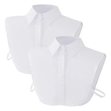Haakong 2 Pcs Fake Collar Detachable Dickey Faux False Standard, White