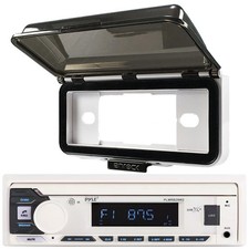 Pyle PLMRB29W2 Single DIN Bluetooth MP3 Marine Stereo Receiver with Radio Cover