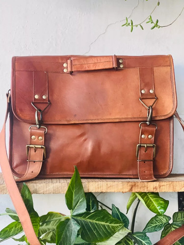 Bag Leather Laptop Messenger Brown Men's Satchel New Handmade Shoulder Genuine - Picture 7 of 8