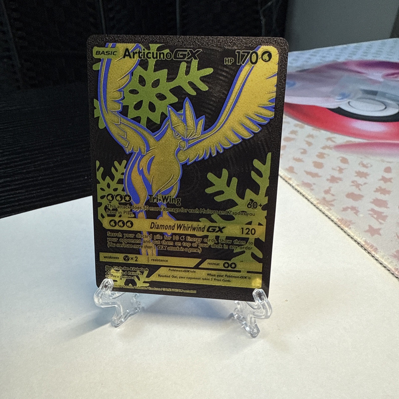 Pokemon Articuno GX BLACK AND RED Foil Fan Are Display Card Hp170 Tri-Wing💥💥💥