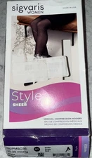 Sigvaris Women Sheer Compression Hose Golden Medium Short Open Toe 20-30 mmHg