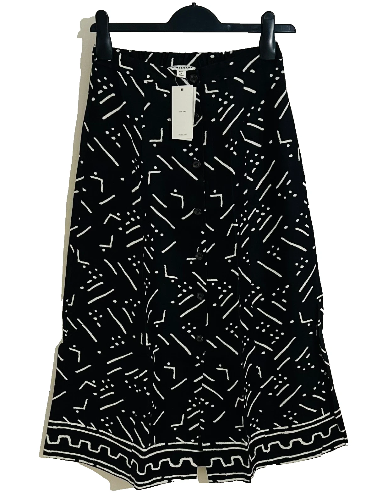 Whistles Linen Black and White Button Through A-Line Midi Skirt UK6
Opens in a new window or tab