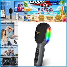 Wireless Bluetooth Karaoke Microphone Portable Handheld Mic Speaker RGB Light