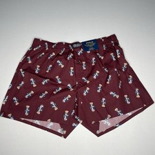 Polo Ralph Lauren Polo Bear Men's LARGE All Over Bear Boxers Burgundy